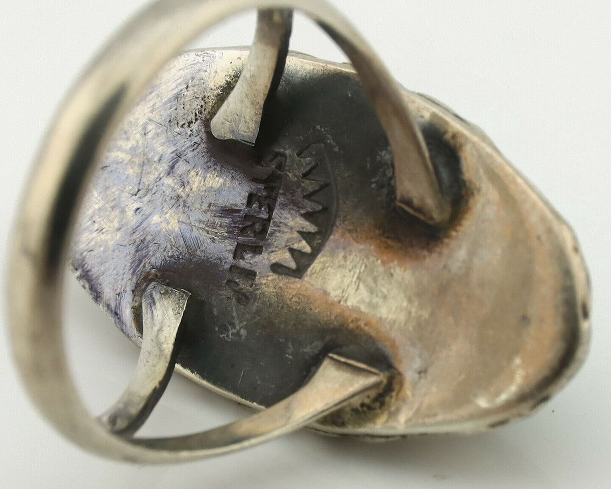 Navajo Ring .925 Silver Natural Turquoise Artist Signed Native American C.80's