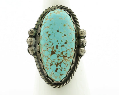 Navajo Ring .925 Silver Kingman Turquoise Native American Artist C.80's