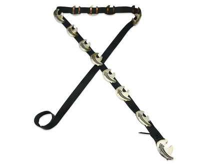 Navajo Concho Belt .925 Silver Arrow Bear Handmade Signed BK C.80's