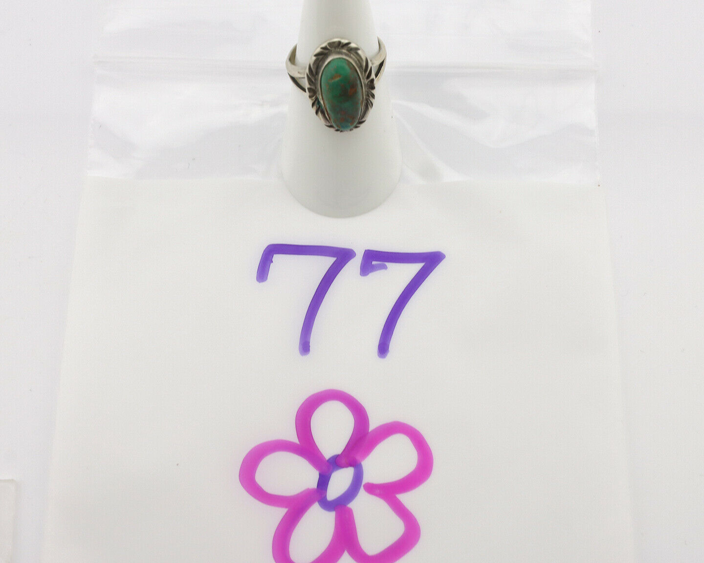 Navajo Ring .925 Silver Natural Mined Turquoise Native Artist Signed C.80's