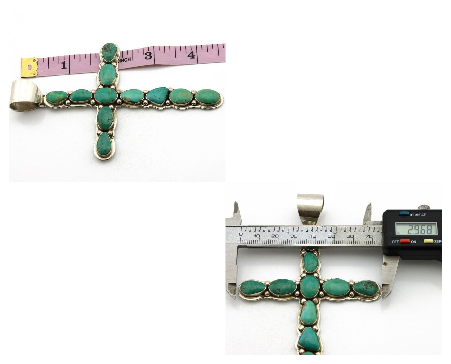 Navajo Cross Necklace 925 Silver Turquoise Artist Signed James Mason C.80's