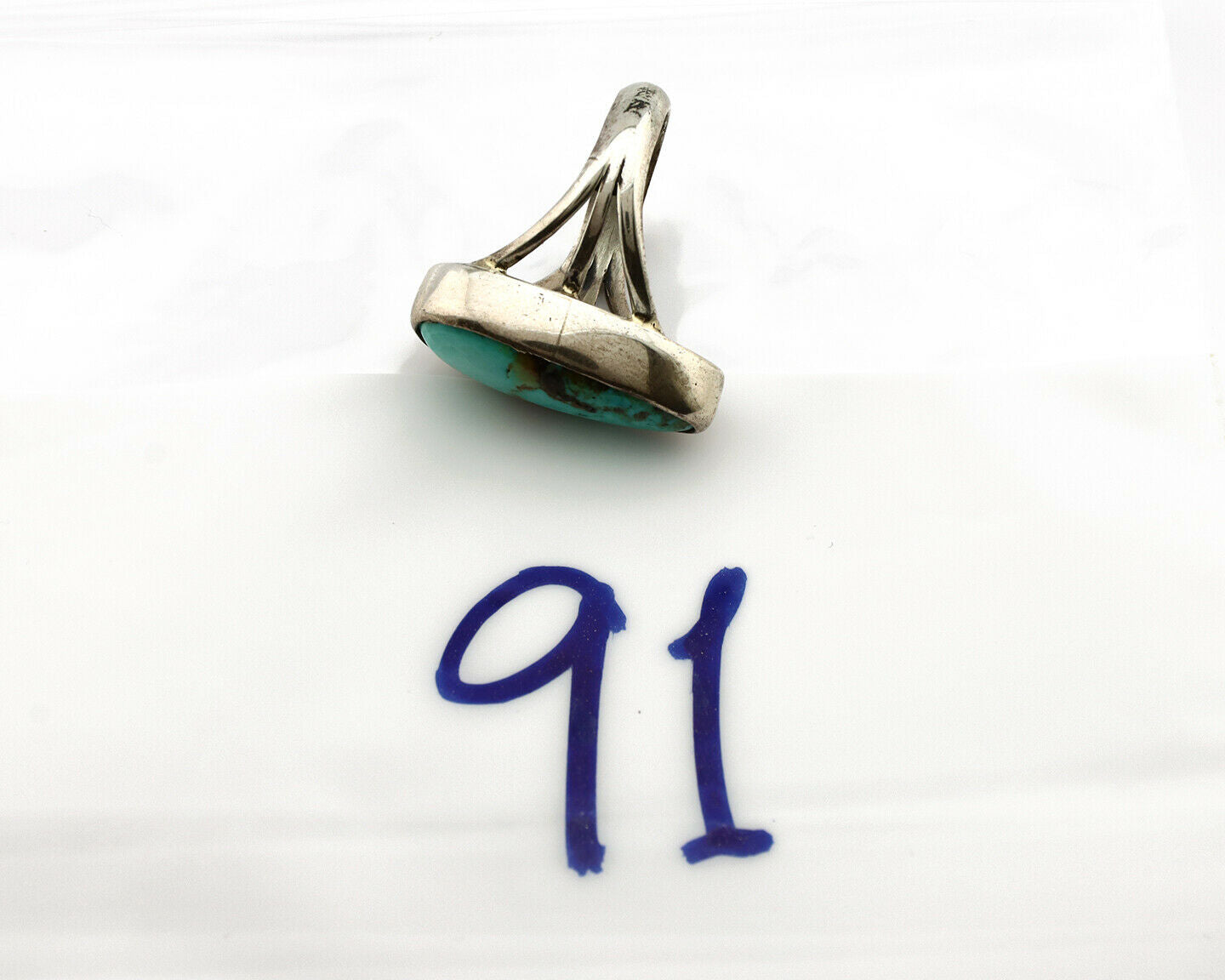 Navajo Ring .925 Silver Arizona Turquoise Native American Artist C80s