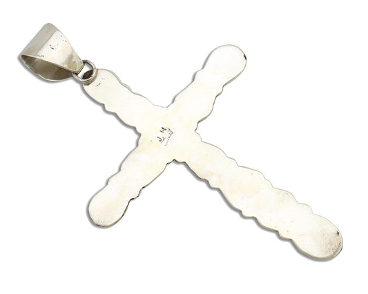 Navajo Cross Necklace 925 Silver Turquoise Artist Signed James Mason C.80's