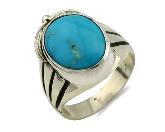 Navajo Ring .925 Silver Blue Southwest Turquoise Native Artist C.80's