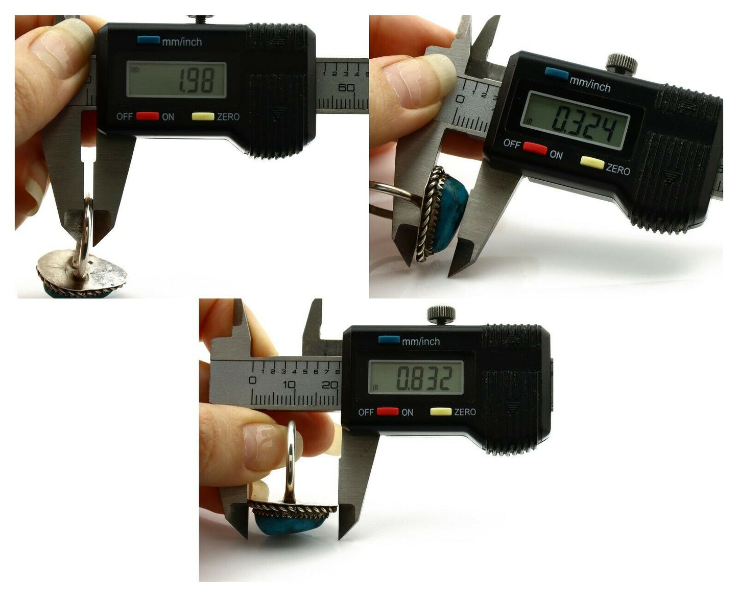 Navajo Ring .925 Silver Blue Turquoise Handmade Native American Artist C80s