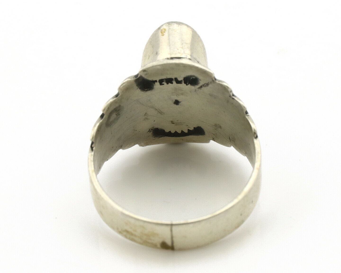 Navajo Ring .925 Silver Kingman Turquoise Artist Signed Apache C.80's