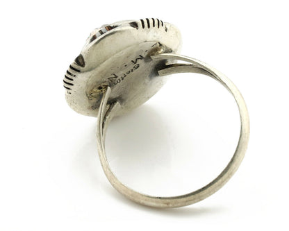 Navajo Ring .925 Silver Spiderweb Turquoise Artist Signed L. M. Nez C80s