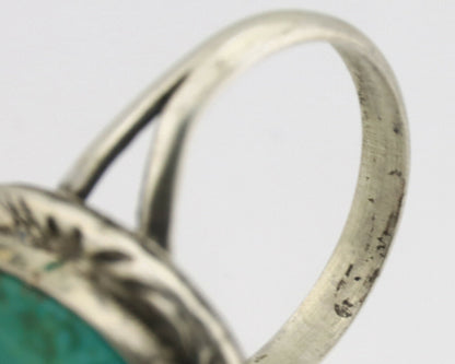 Navajo Ring .925 Silver Kingman Turquoise Native Artist Signed C.80's