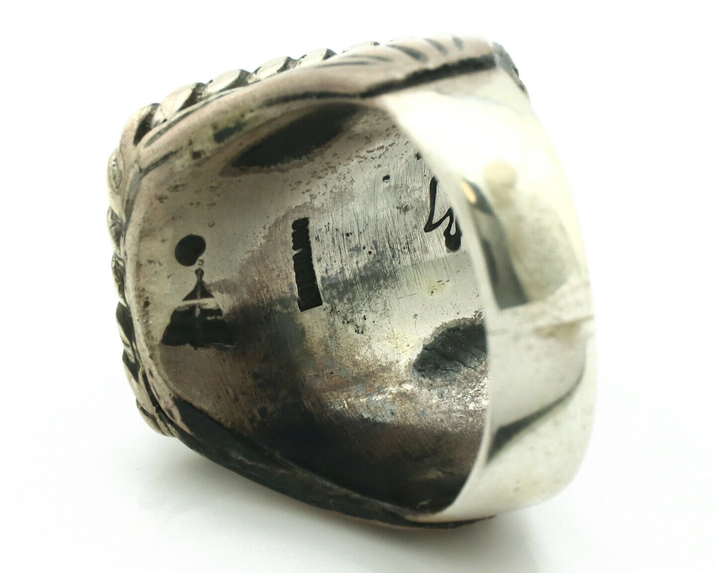 Navajo Ring .925 Silver Cripple Creek Turquoise Artist Signed Montoya C.80's