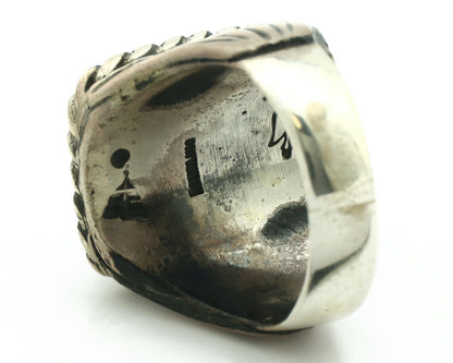 Navajo Ring .925 Silver Cripple Creek Turquoise Artist Signed Montoya C.80's