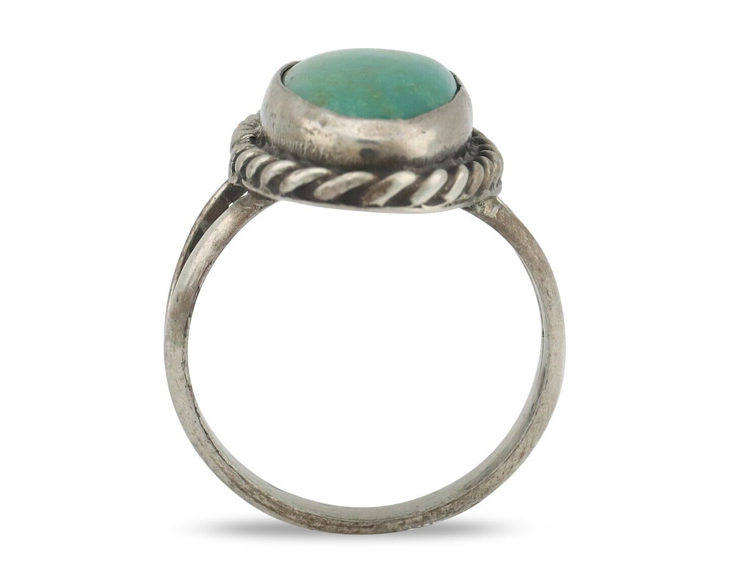 Navajo Handmade Ring 925 Silver Kingman Turquoise Signed M Montoya C.80's