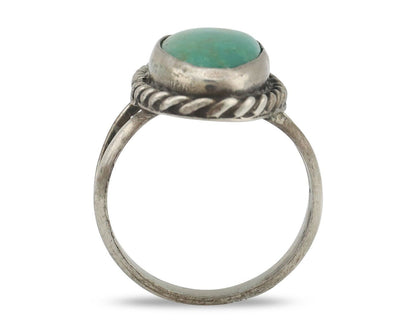 Navajo Handmade Ring 925 Silver Kingman Turquoise Signed M Montoya C.80's