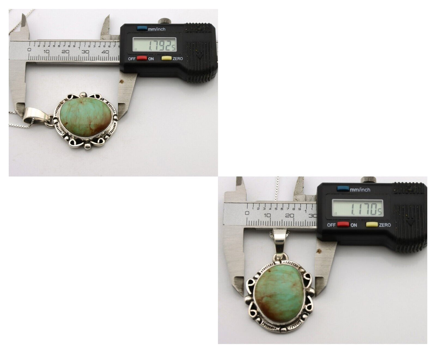 Navajo Necklace .925 Silver Kingman Turquoise Native American Signed C.1980's