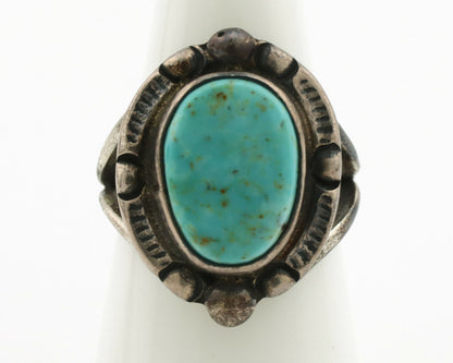 Navajo Ring .925 Silver Blue Turquoise Artist Signed Gecko C.1980's