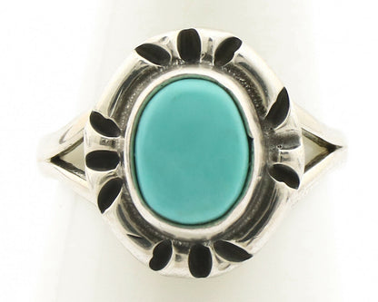 Navajo Ring .925 Silver Kingman Turquoise Artist Signed Gecko C.90's