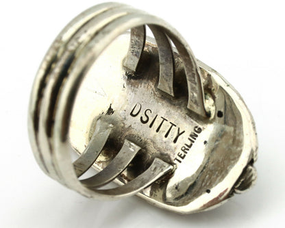 Navajo Ring .925 Silver Blue Turquoise Artist Signed V&N EDSITTY C.80's