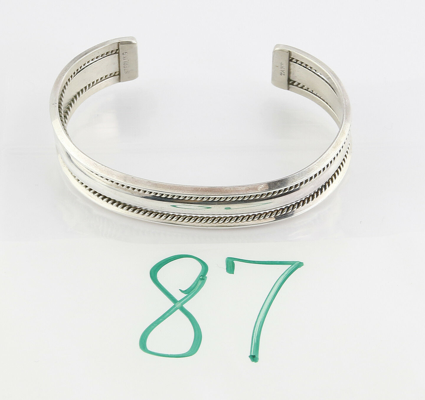 VTG Signed Navajo Indian Artist TAHE .925 Silver Cuff Bracelet