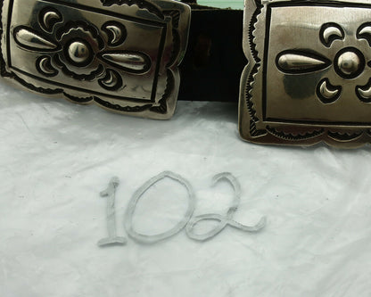 Navajo Concho Belt .925 Silver Hand Stamped Signed Native American C.80's