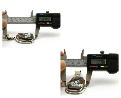 Navajo Necklace .925 Silver Painted House Turquoise Signed Sun C.1980's