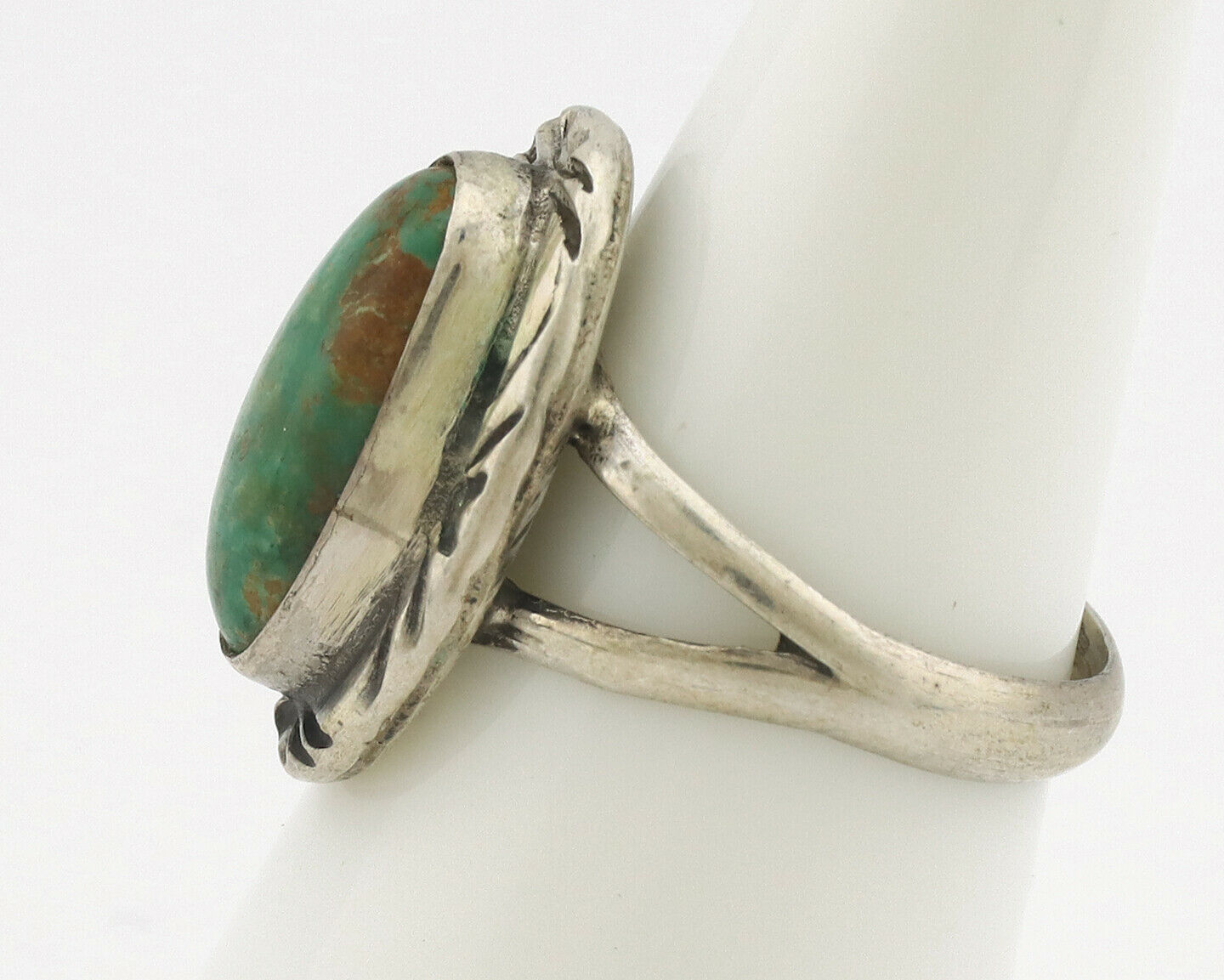 Navajo Ring .925 Silver Natural Mined Turquoise Native Artist Signed C.80's