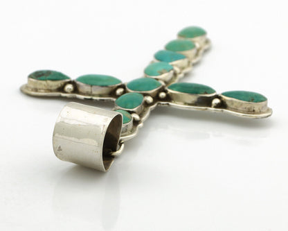 Navajo Cross Necklace 925 Silver Turquoise Artist Signed James Mason C.80's