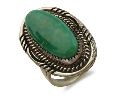 Navajo Ring .925 Silver Nevada Turquoise Artist Signed M Begay C.1980's
