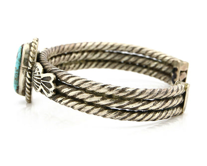 Navajo Bracelet .925 Silver Globe Turquoise Native American C.80's