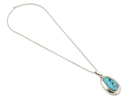 Navajo Necklace .925 Silver Sleeping Beauty Turquoise Signed C Montoya C.80's