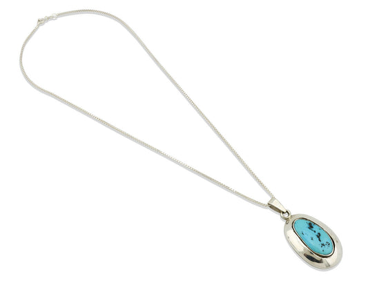 Navajo Necklace .925 Silver Sleeping Beauty Turquoise Signed C Montoya C.80's