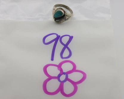 Zuni Ring .925 Silver Natural Blue Turquoise Native American Artist C.1980's