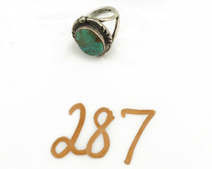 Navajo Ring .925 Silver Kingman Turquoise Artist Signed Gecko C.1980's