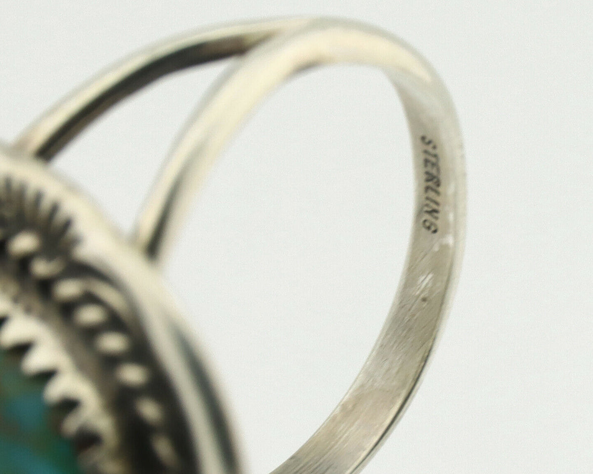 Navajo Ring .925 Silver Natural Turquoise Native American Artist C.1980's