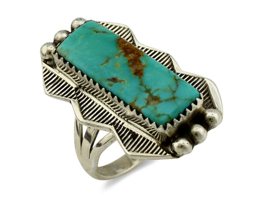 Navajo Ring .925 Silver Natural Aqua Turquoise Artist Signed S C.80's