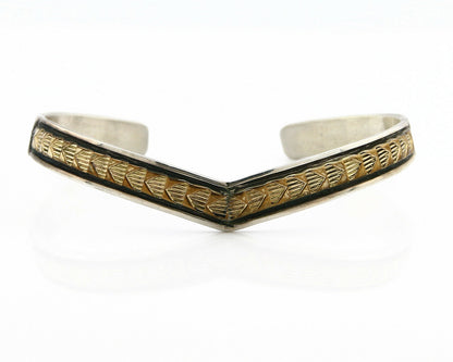 Navajo Bracelet .925 SOLID Silver & 12K Gold Plated Signed Artist RL C.80's