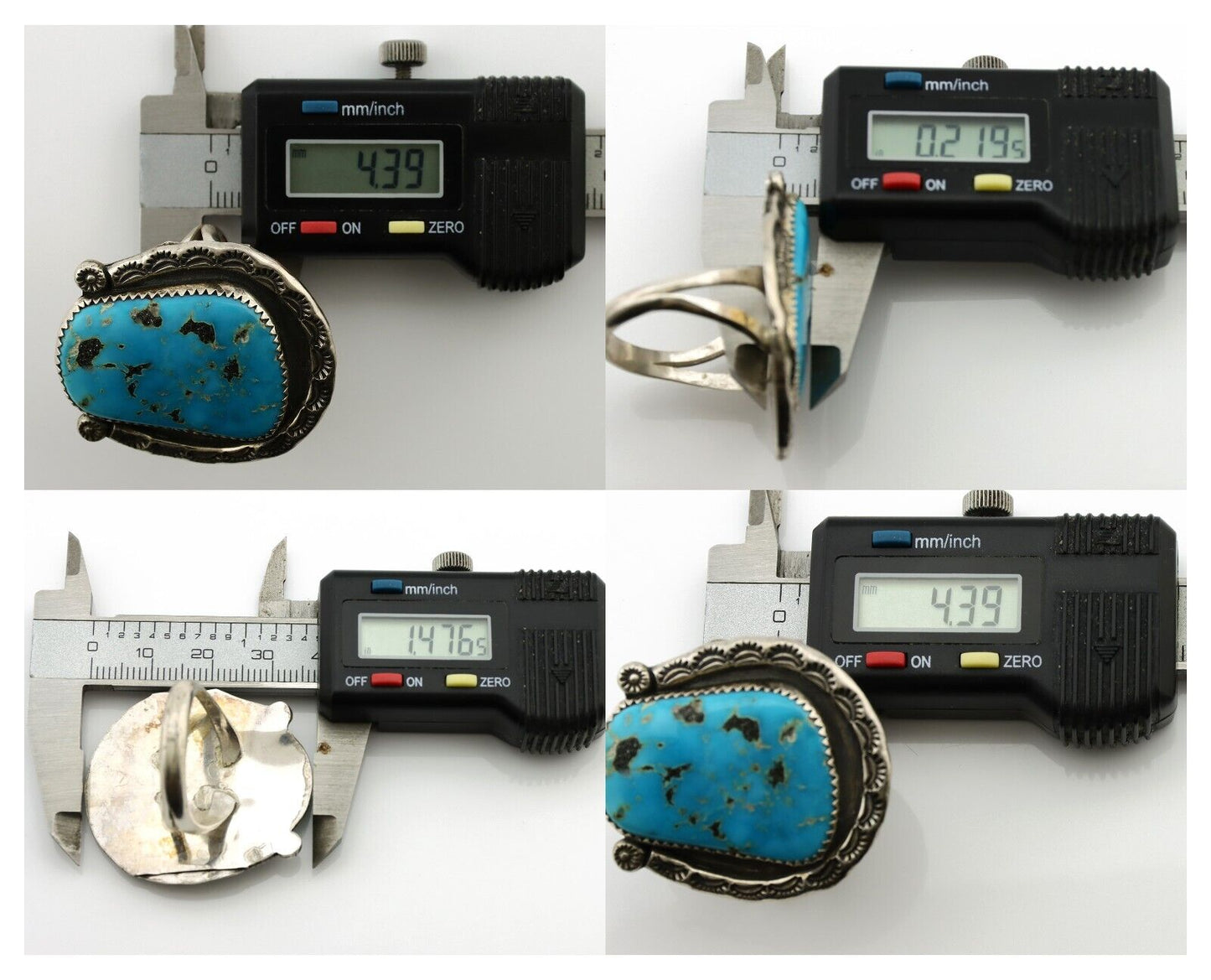 Navajo Horse Shoe Ring 925 Silver Bisbee Turquoise Native Artist C.80's