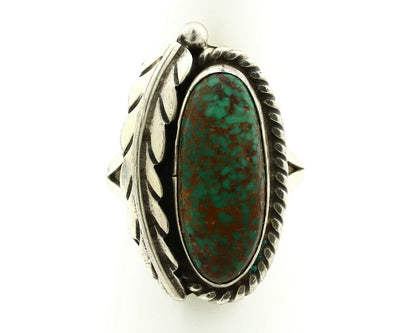 Navajo Ring .925 Silver Spiderweb Turquoise Handmade Native American Artist C80s