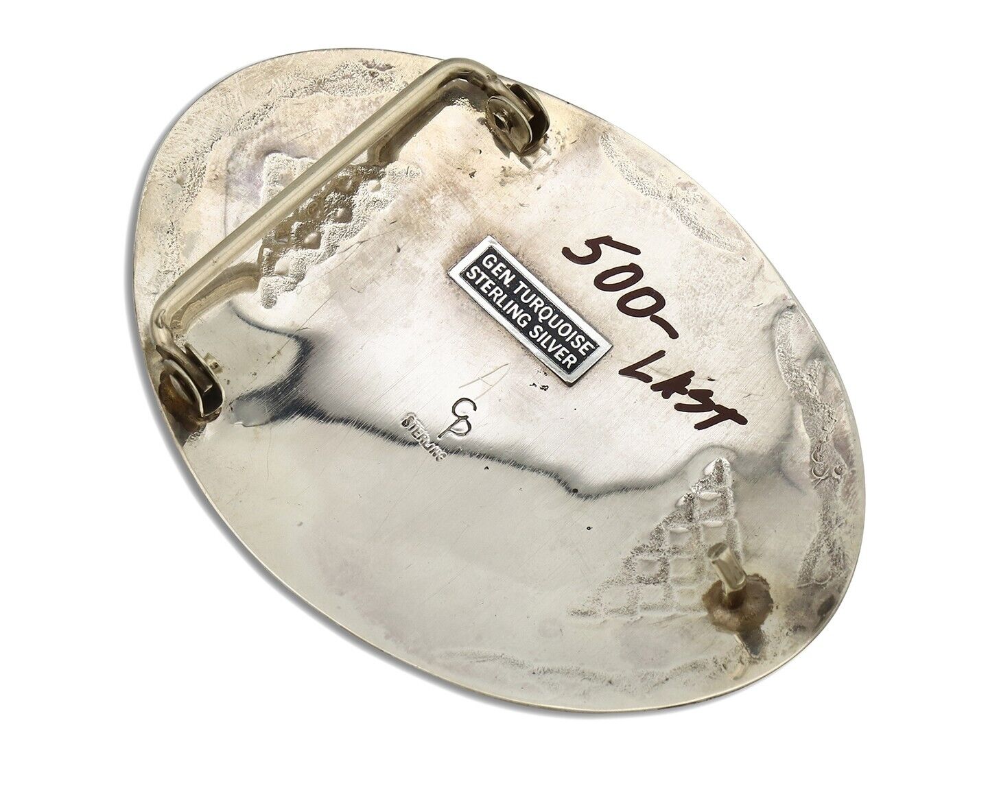 Navajo Belt Buckle 925 Silver Handmade Chip Inlay Artist Signed CP C.80s