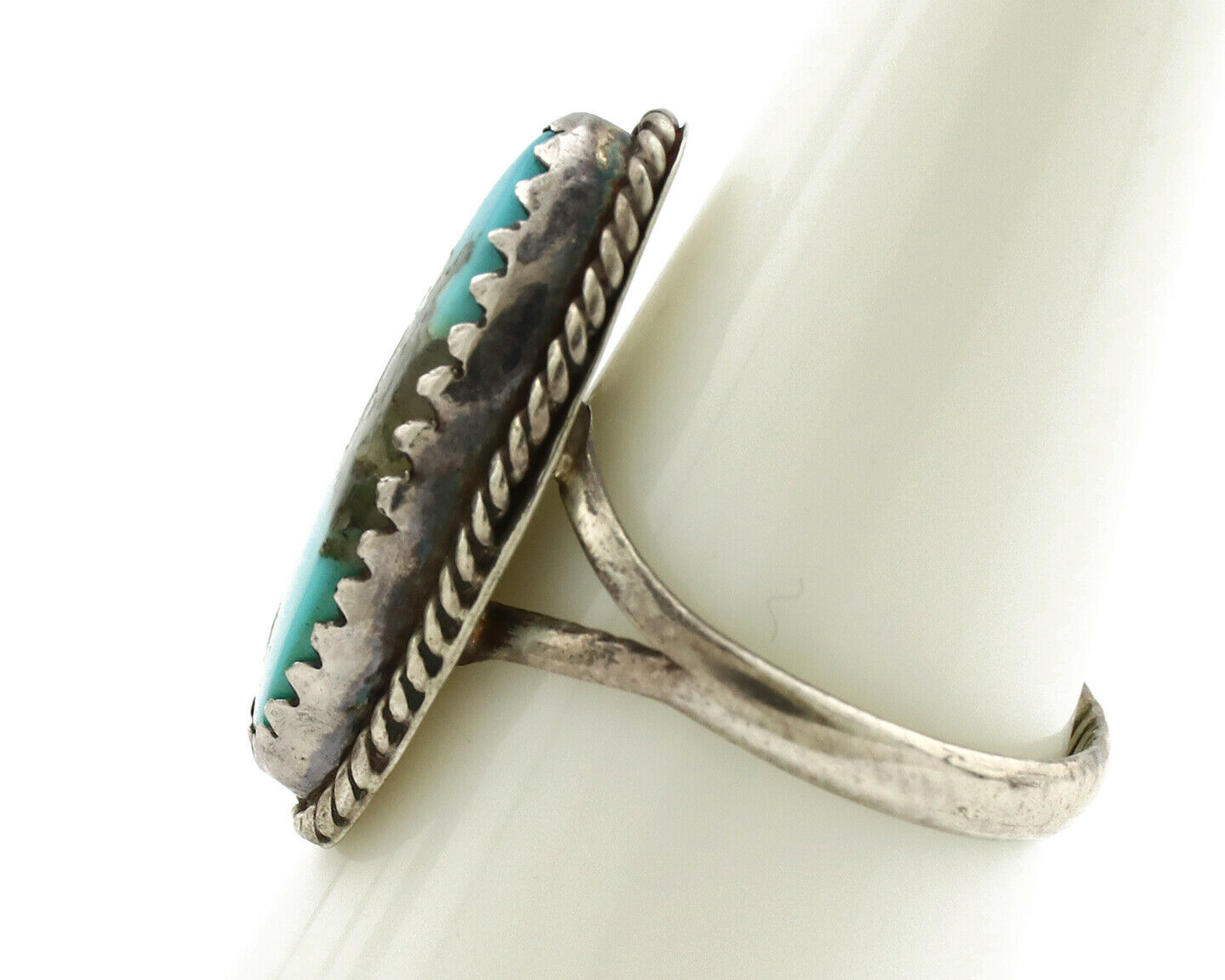 Navajo Ring .925 Silver Blue Turquoise Native American Artist C.1980's