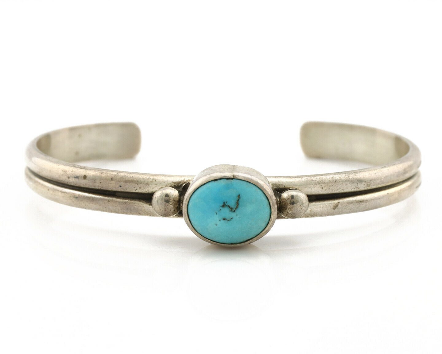 Navajo Bracelet .925 Silver Sleeping Beauty Turquoise Native American C.80's