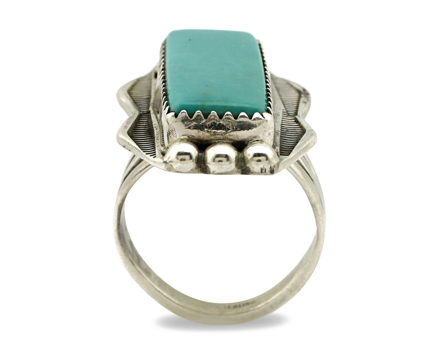 Navajo Ring .925 Silver Turquoise Mountain Artist Signed S C.80's