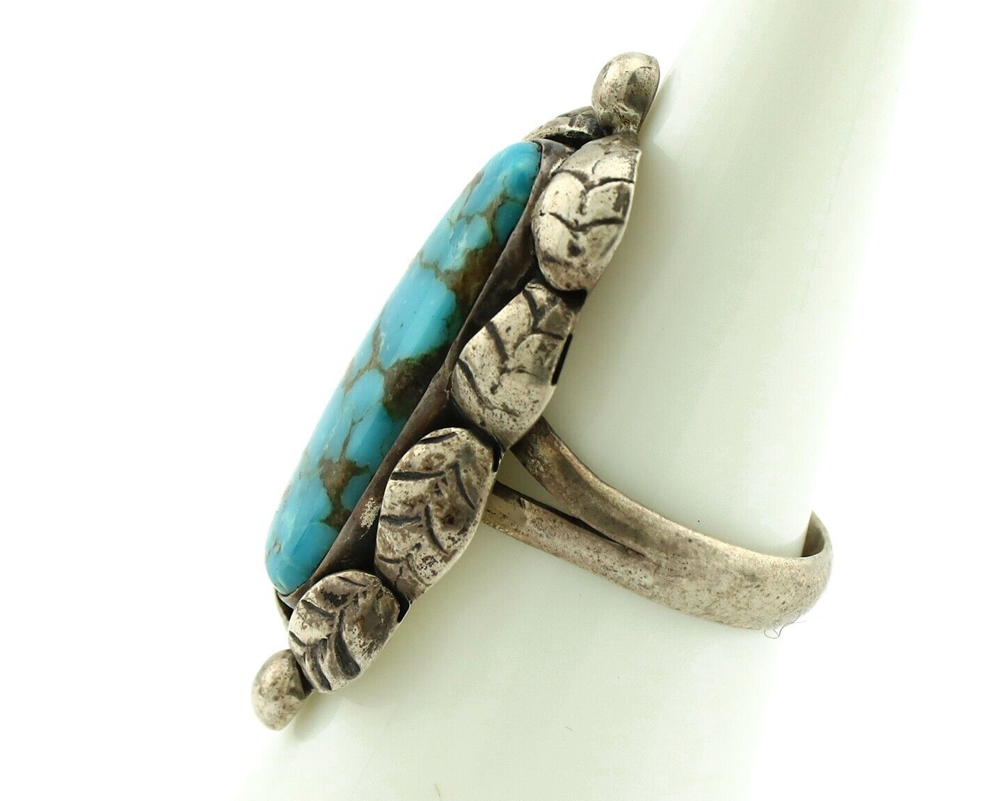Navajo Ring 925 Silver Morenci Turquoise Native American Artist C.80's