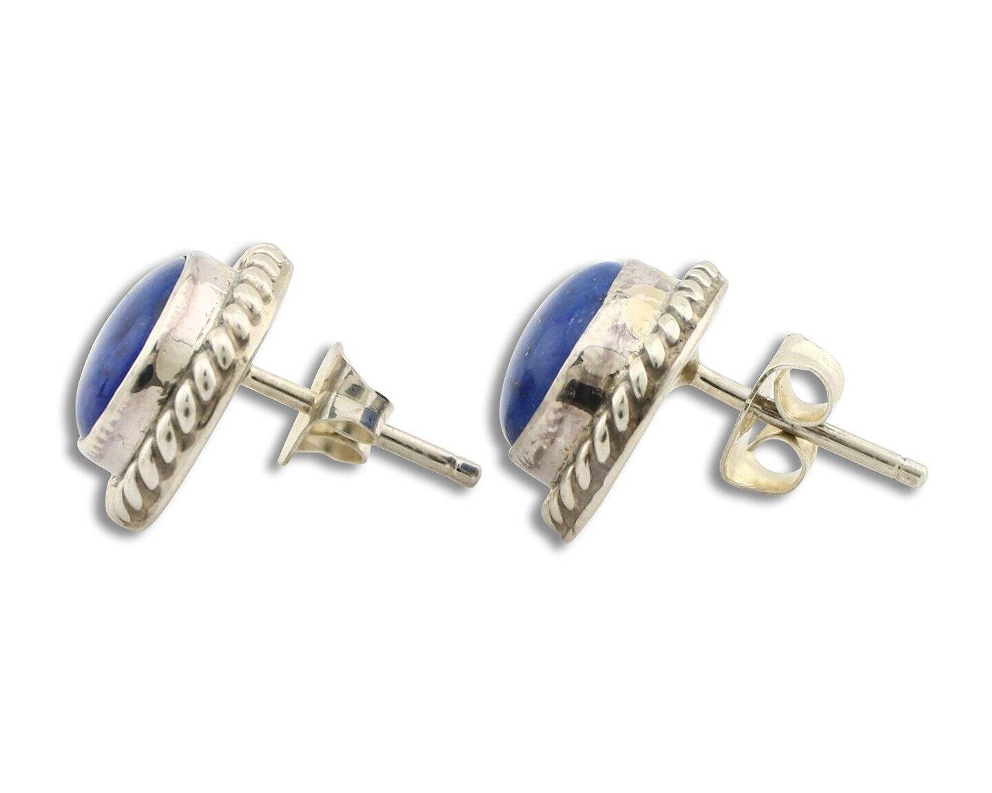 Navajo Earrings 925 Silver Natural Mined Lapis Native American Artist C80s