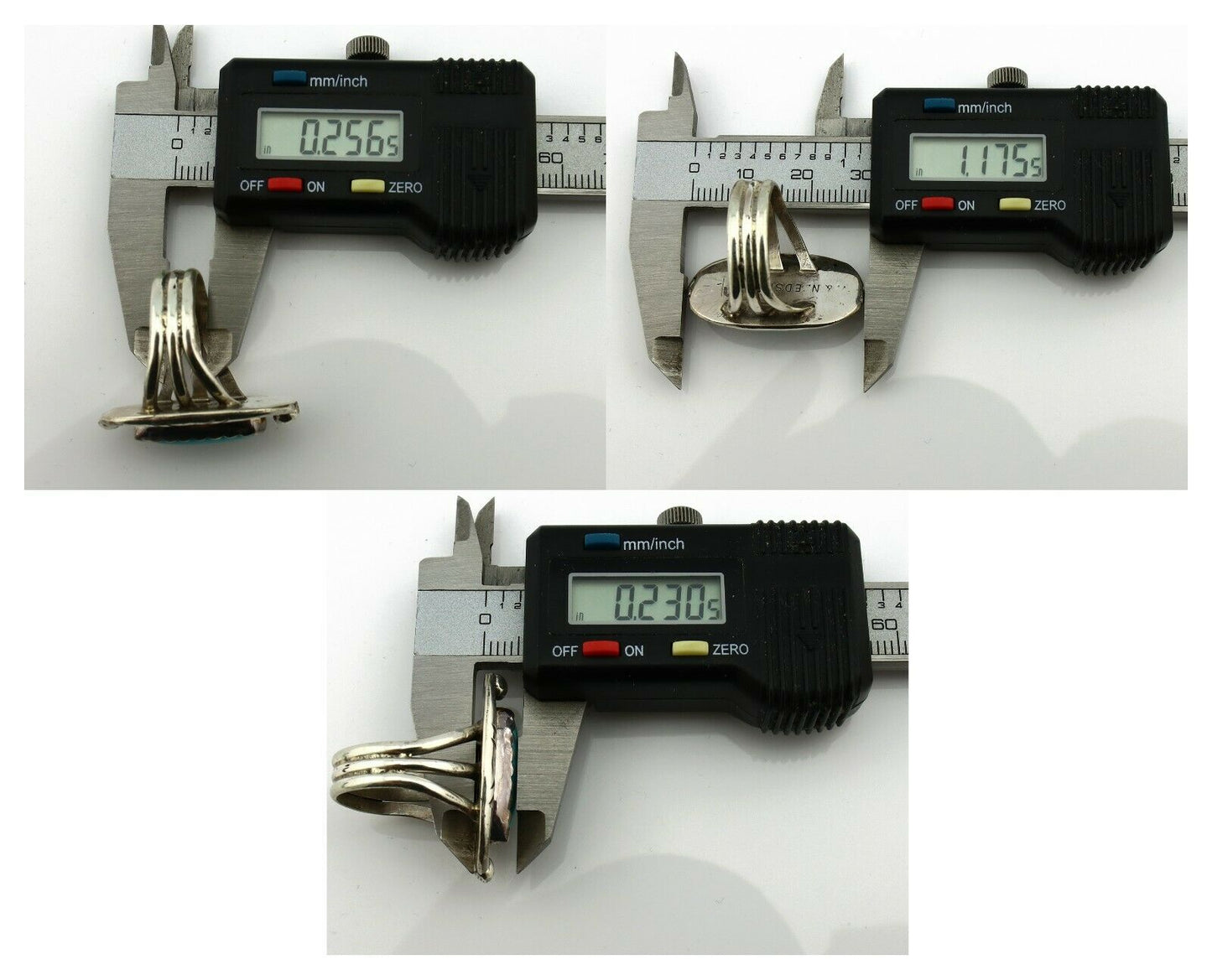 Navajo Ring .925 Silver Blue Turquoise Artist Signed V&N EDSITTY C.80's