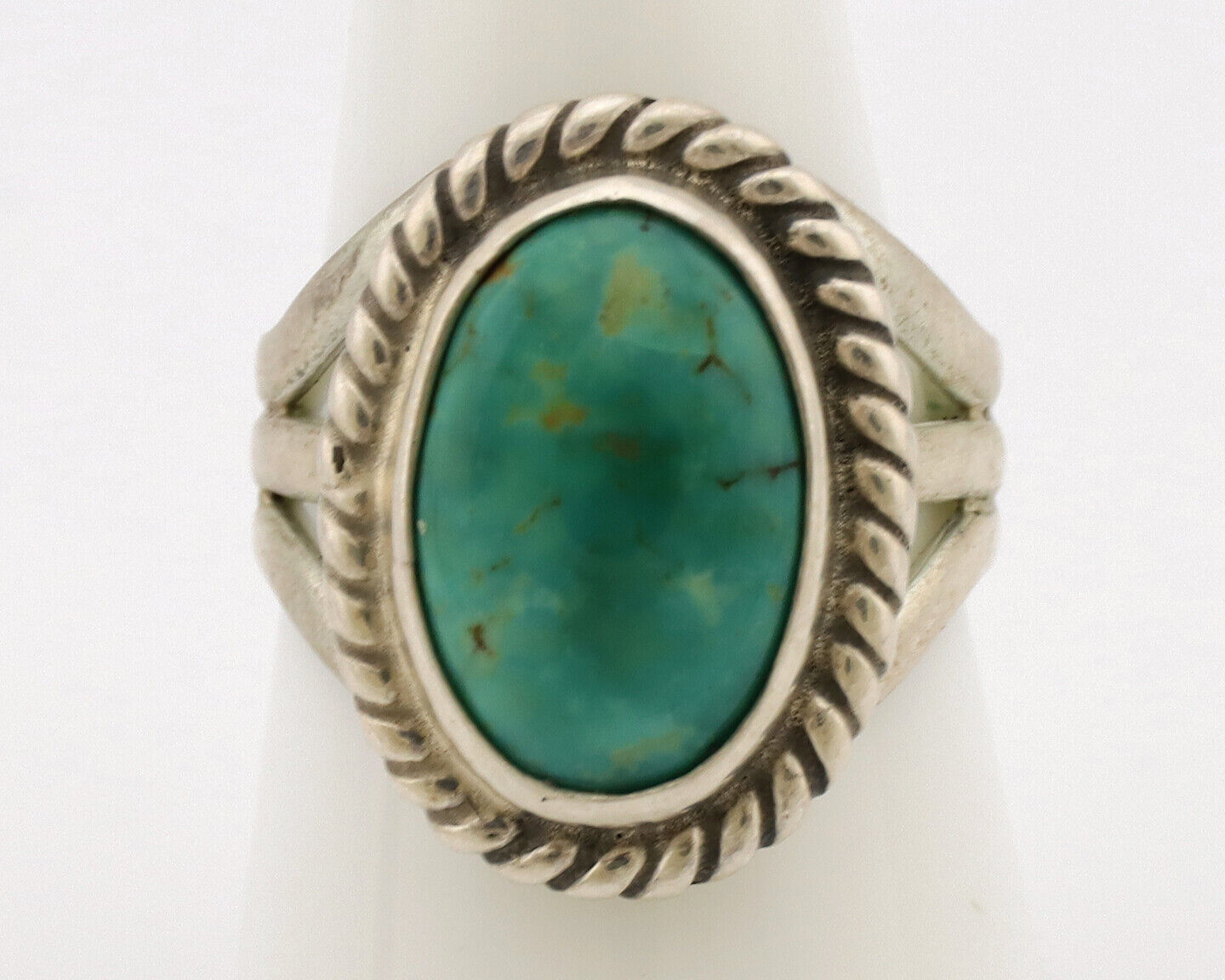 Navajo Ring .925 Silver Natural Kingman Turquoise Native American Artist C.1980s