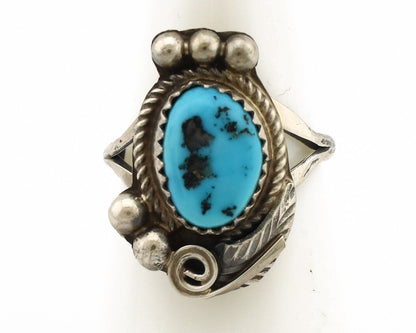 Navajo Ring 925 Silver Sleeping Beauty Turquoise Signed Justin Morris C.80's