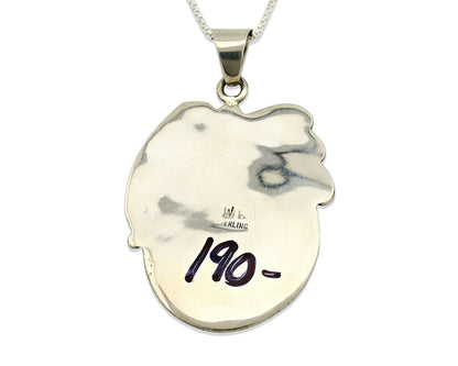 Navajo Necklace .925 Silver Kingman Turquoise Signed WP C.1980's