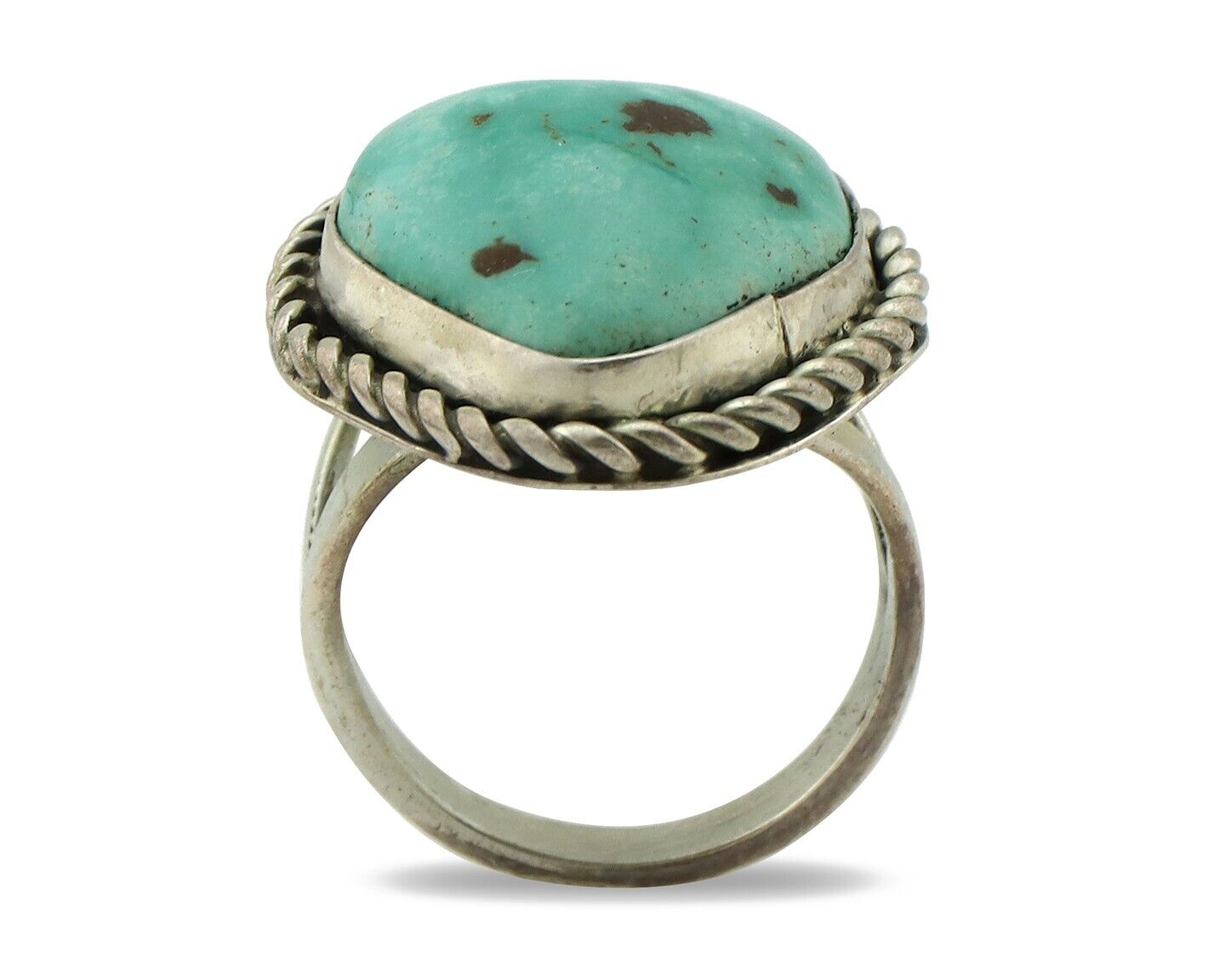 Navajo Ring 925 Silver Natural Mined Turquoise Native Signed N C.80's