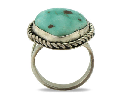 Navajo Ring 925 Silver Natural Mined Turquoise Native Signed N C.80's