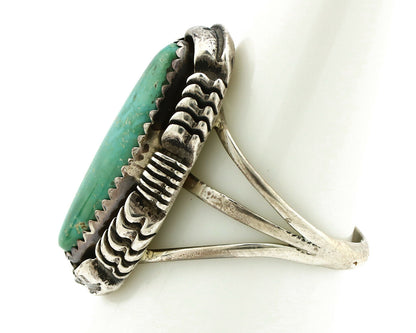 Navajo Shield Ring .925 Silver Blue Green Turquoise Signed Artist LY C.80's