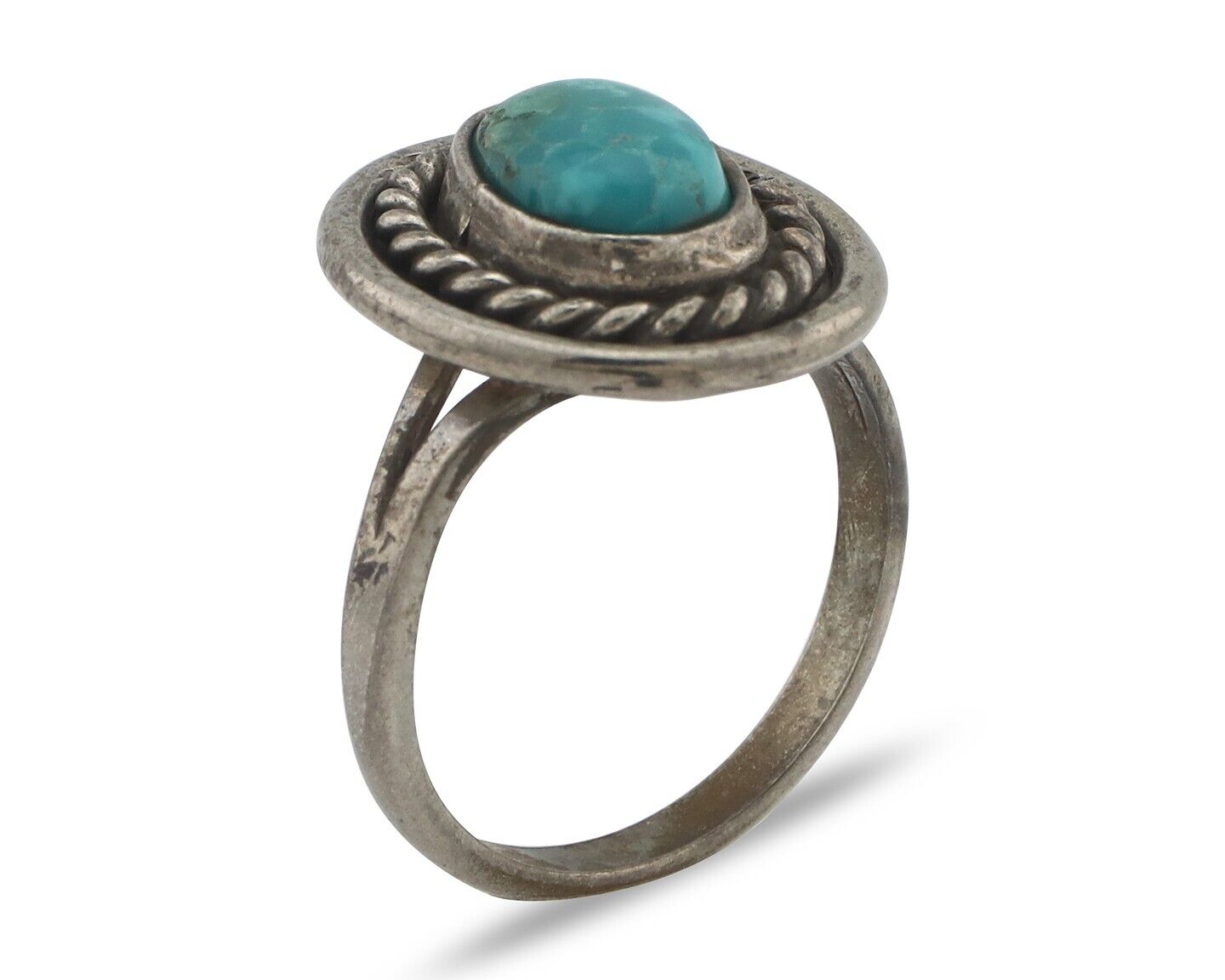 Navajo Handmade Ring 925 Silver Kingman Turquoise Native Artist C.80's